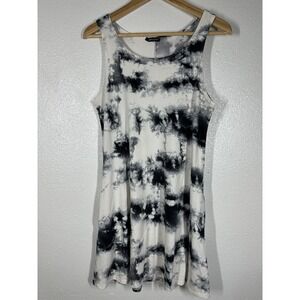 Hemish USA Dress Womens‎ Black White Tie Dye Sleeveless Tank A-Line Swing Casual